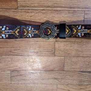 Lucky Brand Belt - leather, embroidered